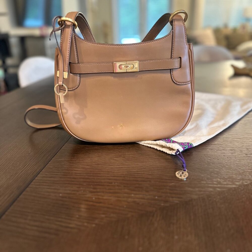 Tory Burch Lee Radziwill Leather Brown Saddle Bag